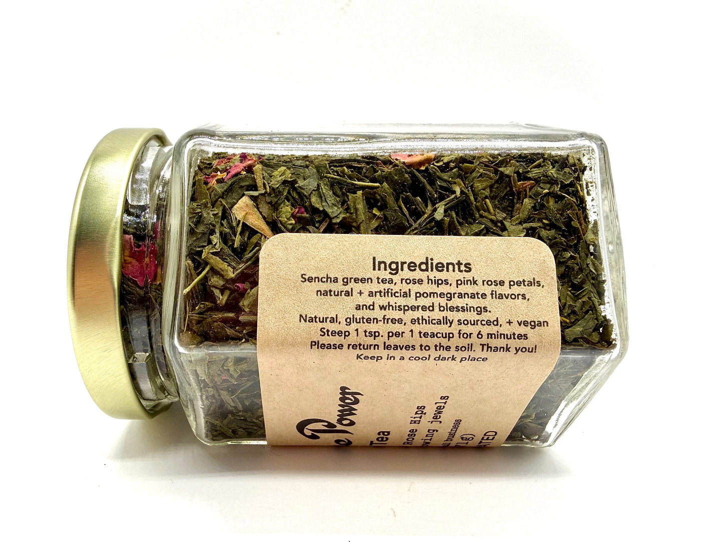 Persephone Power – Pomegranate Rose Green Tea (Caffeinated)