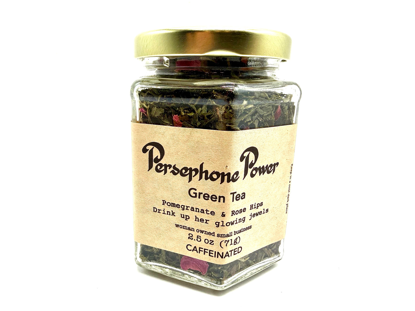 Persephone Power – Pomegranate Rose Green Tea (Caffeinated)