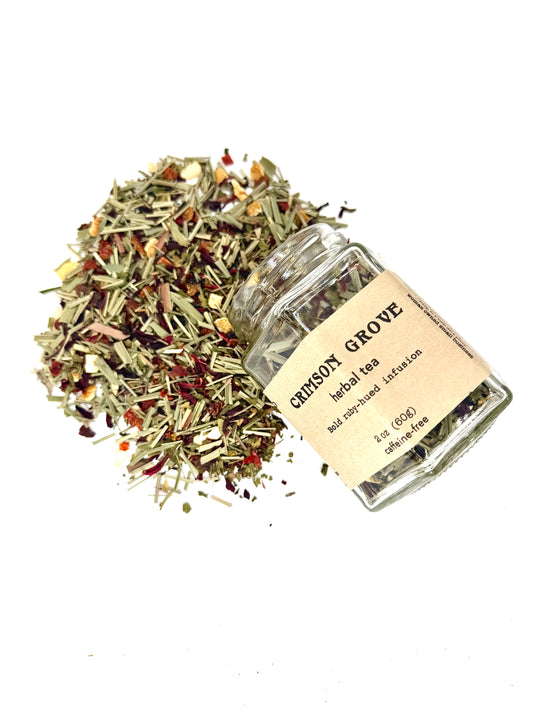 Crimson Grove – Tart Hibiscus & Mint Herbal Tea (Caffeine-Free)